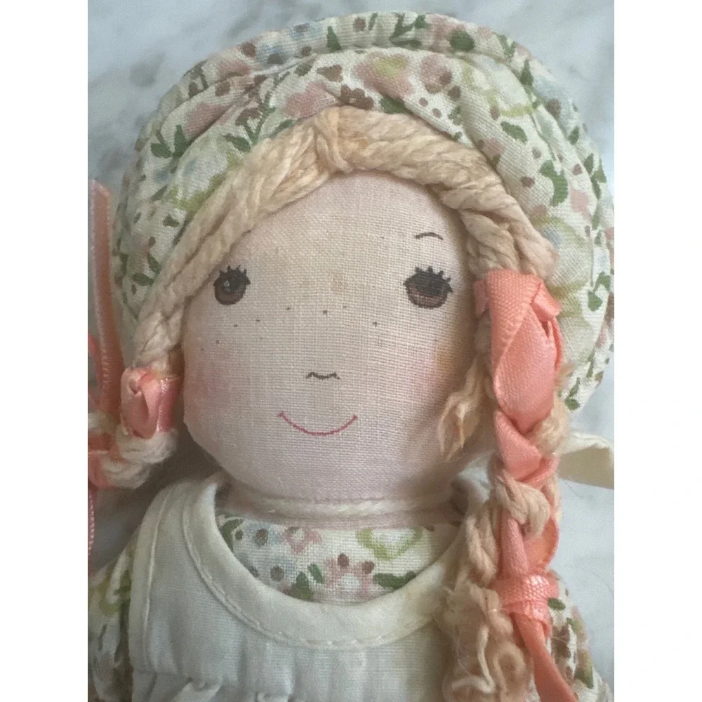 Vintage Heather Goldminc Clayworks Cloth Rag Doll Floral Cottagecore 12